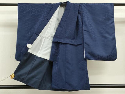 平和屋着物[]七五三　男の子　祝着・羽織・袴セット　藍鉄色　龍　兜　吉祥松文　暈し染め　洗える着物　CAAZ7082ze