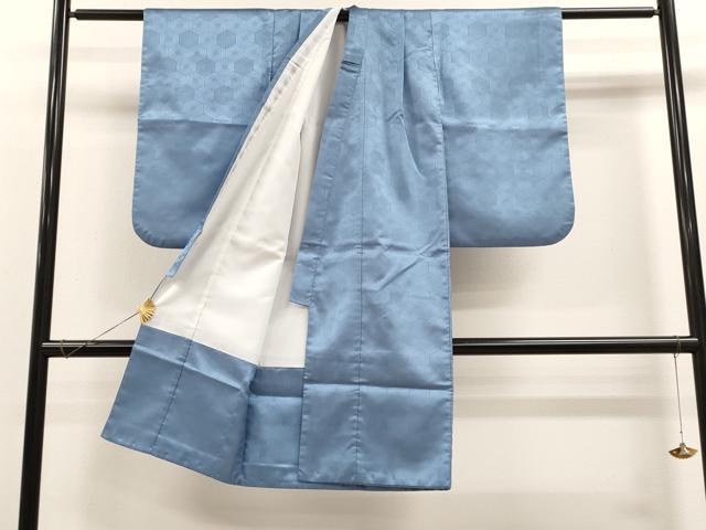 平和屋着物[]七五三　男の子　祝着・羽織・行灯袴セット　薄縹色　駒刺繍　鷹　宝尽くし　洗える着物　CAAZ7083ze