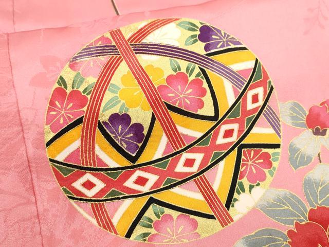 平和屋着物[]七五三　女の子　７歳　祝着　四つ身　袋帯セット　折り鶴　鞠枝花文　暈し染め　金彩　逸品　CAAZ7084ze