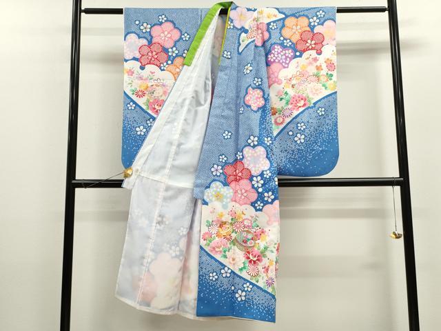 平和屋着物[]七五三　女の子　７歳　祝着　四つ身　袋帯セット　刺繍　鈴　舞花文　金彩　洗える着物　CAAZ7088ze
