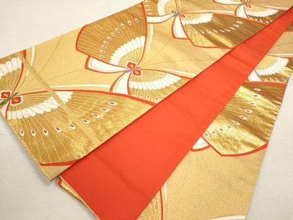平和屋着物[]七五三　女の子　７歳　祝着　四つ身　袋帯セット　刺繍　鈴　舞花文　金彩　洗える着物　CAAZ7088ze