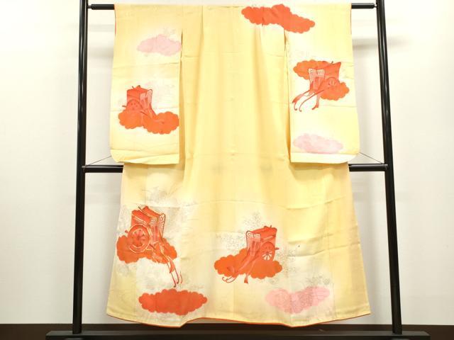 平和屋着物∵女の子 十三参り 子供 祝着 駒刺繍 御所車草花文 暈し染め 金彩 逸品 CAAZ7089ze