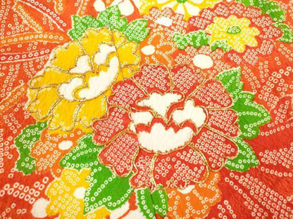 平和屋着物[]七五三　女の子　７歳　祝着　四つ身　長襦袢セット　駒刺繍　吉祥草花文　洗える着物　CAAZ7100ze