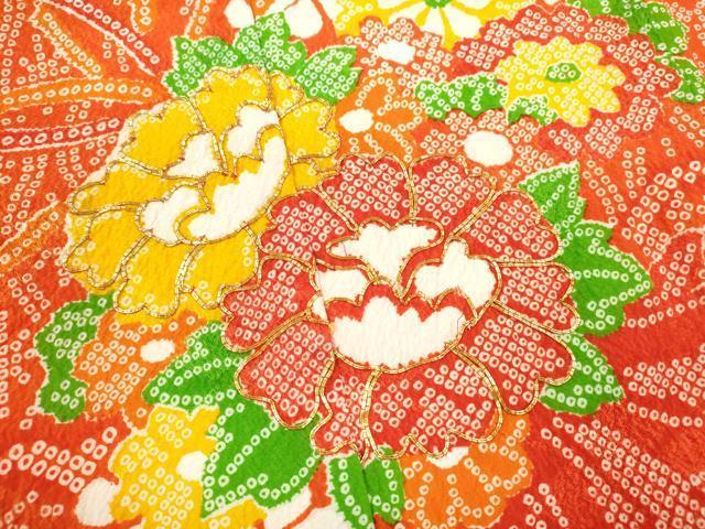 平和屋着物[]七五三　女の子　７歳　祝着　四つ身　長襦袢セット　駒刺繍　吉祥草花文　洗える着物　CAAZ7100ze