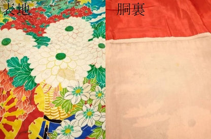 平和屋着物∵アンティーク　大正ロマン　女の子　十三参り　子供　祝着　花車文　逸品　CAAZ7102ze