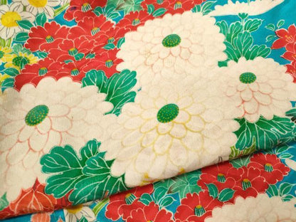 平和屋着物∵アンティーク　大正ロマン　女の子　十三参り　子供　祝着　花車文　逸品　CAAZ7102ze
