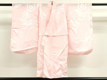平和屋着物[]七五三　女の子　３歳　祝着　三つ身　長襦袢セット　飛鶴籬草花文　金彩　逸品　CAAZ7105ze