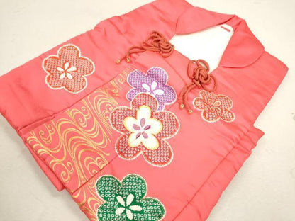 平和屋着物[]七五三　女の子　３歳　被布　流水舞梅文　金彩　逸品　CAAZ7106ze