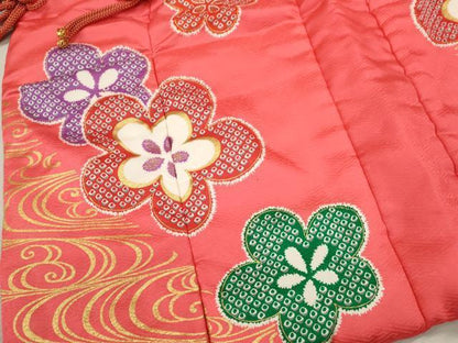 平和屋着物[]七五三　女の子　３歳　被布　流水舞梅文　金彩　逸品　CAAZ7106ze
