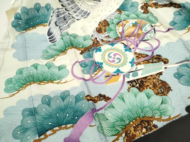 平和屋着物[]お宮参り　男の子　祝着　産着　初着　のしめ　駒刺繍　鷹　鼓松文　銀彩　逸品　CAAZ7109ze