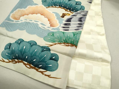平和屋着物[]お宮参り　男の子　祝着　産着　初着　のしめ　駒刺繍　鷹　鼓松文　銀彩　逸品　CAAZ7109ze