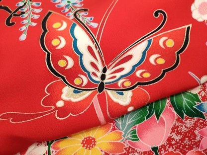 平和屋着物[]お宮参り　女の子　祝着　産着　初着　のしめ　花車　鈴舞蝶花文　金彩　逸品　CAAZ7110ze