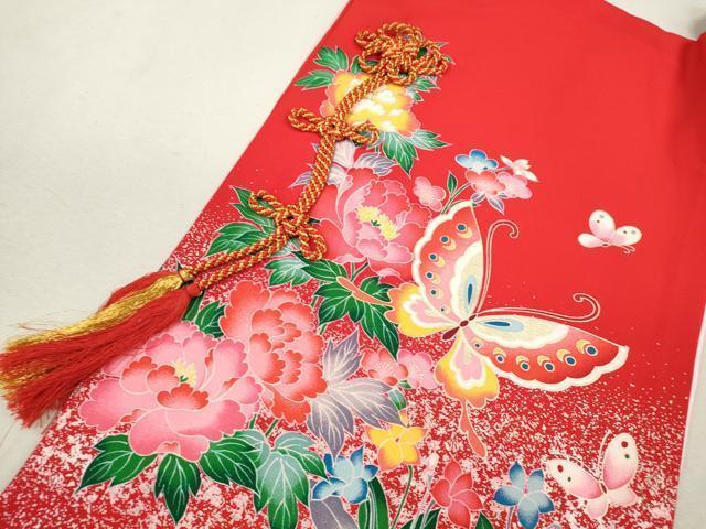 平和屋着物[]お宮参り　女の子　祝着　産着　初着　のしめ　花車　鈴舞蝶花文　金彩　逸品　CAAZ7110ze