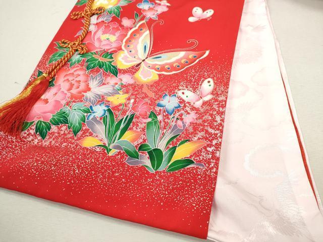 平和屋着物[]お宮参り　女の子　祝着　産着　初着　のしめ　花車　鈴舞蝶花文　金彩　逸品　CAAZ7110ze