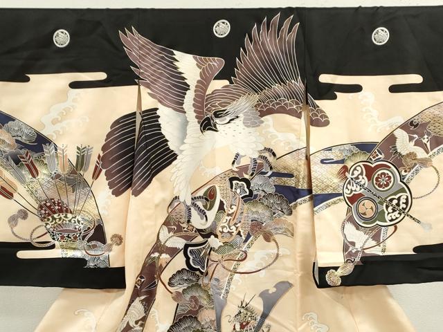 平和屋着物[]お宮参り　男の子　祝着　産着　初着　のしめ　鷹　龍　兜飛鶴吉祥花文　金銀彩　逸品　CAAZ7111ze