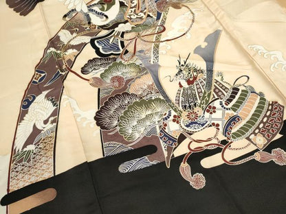 平和屋着物[]お宮参り　男の子　祝着　産着　初着　のしめ　鷹　龍　兜飛鶴吉祥花文　金銀彩　逸品　CAAZ7111ze