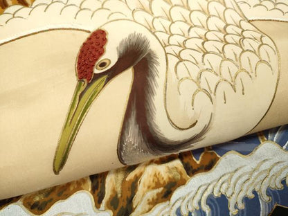 平和屋着物[]中国三大刺繍　相良刺繍　お宮参り　男の子　祝着　産着　初着　のしめ　飛鶴立波吉祥松文　金銀彩　逸品　CAAZ7113ze