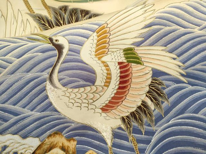 平和屋着物[]中国三大刺繍　相良刺繍　お宮参り　男の子　祝着　産着　初着　のしめ　飛鶴立波吉祥松文　金銀彩　逸品　CAAZ7113ze
