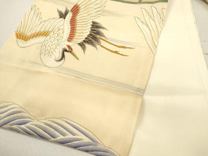 平和屋着物[]中国三大刺繍　相良刺繍　お宮参り　男の子　祝着　産着　初着　のしめ　飛鶴立波吉祥松文　金銀彩　逸品　CAAZ7113ze