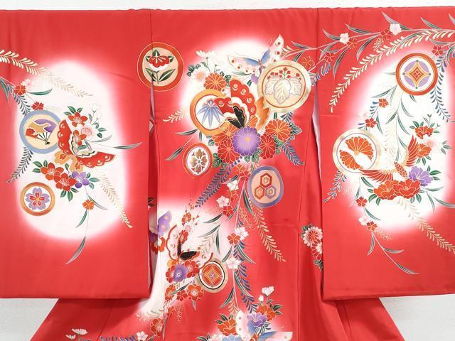 平和屋着物[]お宮参り　女の子　祝着　産着　初着　のしめ　舞蝶吉祥花文　暈し染め　金彩　逸品　CAAZ7114ze