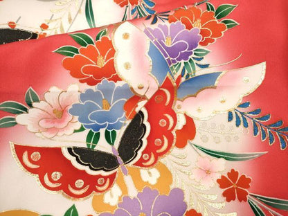 平和屋着物[]お宮参り　女の子　祝着　産着　初着　のしめ　舞蝶吉祥花文　暈し染め　金彩　逸品　CAAZ7114ze