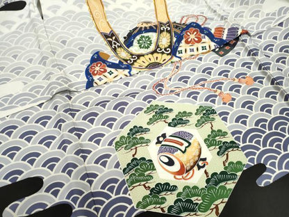 平和屋着物[]七五三　男の子　祝着・長襦袢セット　駒刺繍　兜　宝尽くし松文　金糸　逸品　CAAZ7115ze