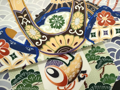 平和屋着物[]七五三　男の子　祝着・長襦袢セット　駒刺繍　兜　宝尽くし松文　金糸　逸品　CAAZ7115ze