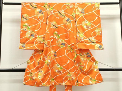 平和屋着物[]お宮参り　女の子　祝着　産着　初着　のしめ　鈴吉祥花文　金彩　逸品　CAAZ7123ze