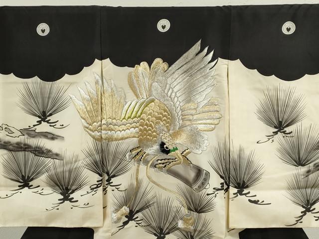 平和屋着物[]お宮参り　男の子　祝着　産着　初着　のしめ　手描き　鷹　松文　金銀糸　逸品　CAAZ7129ze