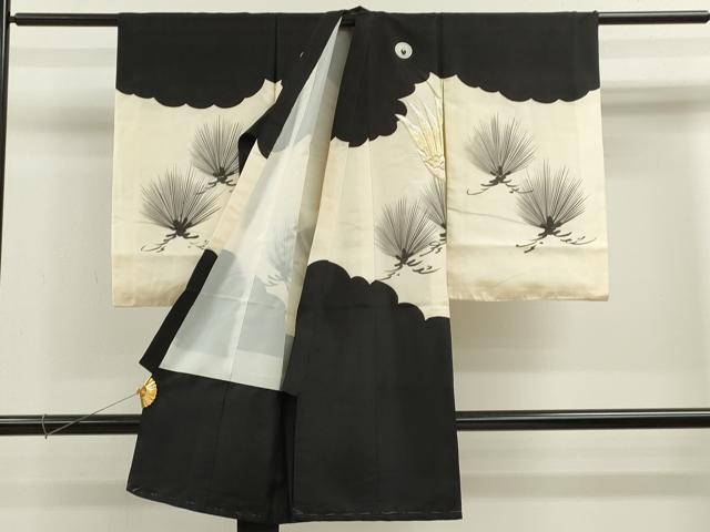 平和屋着物[]お宮参り　男の子　祝着　産着　初着　のしめ　手描き　鷹　松文　金銀糸　逸品　CAAZ7129ze