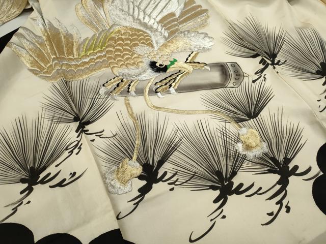平和屋着物[]お宮参り　男の子　祝着　産着　初着　のしめ　手描き　鷹　松文　金銀糸　逸品　CAAZ7129ze