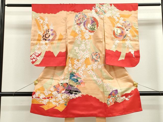 平和屋着物[]お宮参り 女の子 祝着 産着 初着 のしめ 飛鶴鞠花鳥文 金彩 逸品 CAAZ7130ze