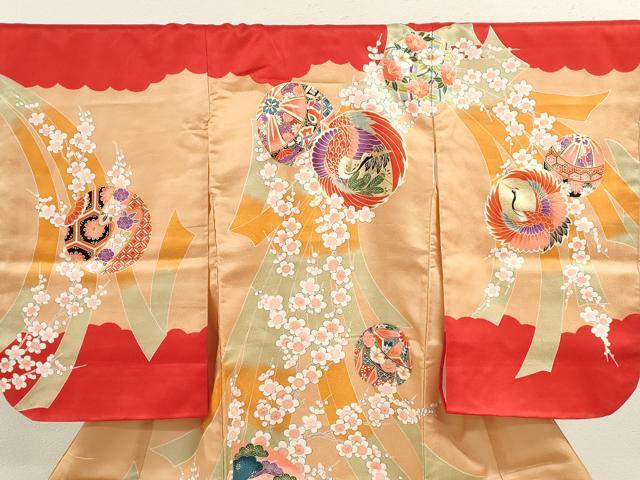 平和屋着物[]お宮参り　女の子　祝着　産着　初着　のしめ　飛鶴鞠花鳥文　金彩　逸品　CAAZ7130ze