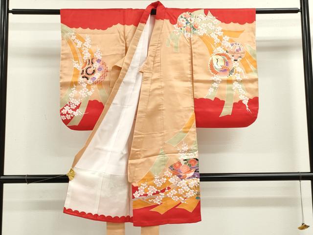 平和屋着物[]お宮参り　女の子　祝着　産着　初着　のしめ　飛鶴鞠花鳥文　金彩　逸品　CAAZ7130ze