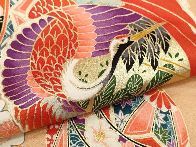 平和屋着物[]お宮参り　女の子　祝着　産着　初着　のしめ　飛鶴鞠花鳥文　金彩　逸品　CAAZ7130ze