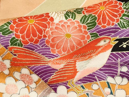 平和屋着物[]お宮参り　女の子　祝着　産着　初着　のしめ　飛鶴鞠花鳥文　金彩　逸品　CAAZ7130ze