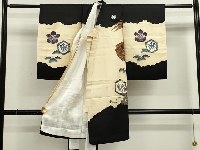 平和屋着物[]お宮参り　男の子　祝着　産着　初着　のしめ　鷹　宝尽くし風景文　金彩　逸品　CAAZ7131ze