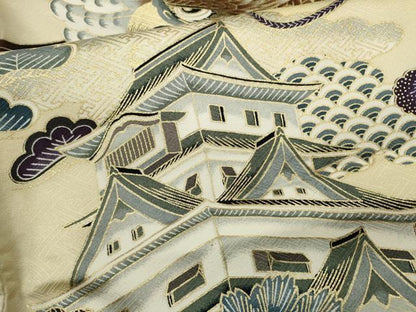 平和屋着物[]お宮参り　男の子　祝着　産着　初着　のしめ　鷹　宝尽くし風景文　金彩　逸品　CAAZ7131ze