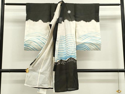 平和屋着物＊夏物 お宮参り 男の子 祝着 産着 初着 のしめ 絽 駒刺繍 鷹 立波松文 金彩 逸品 CAAZ7132ze