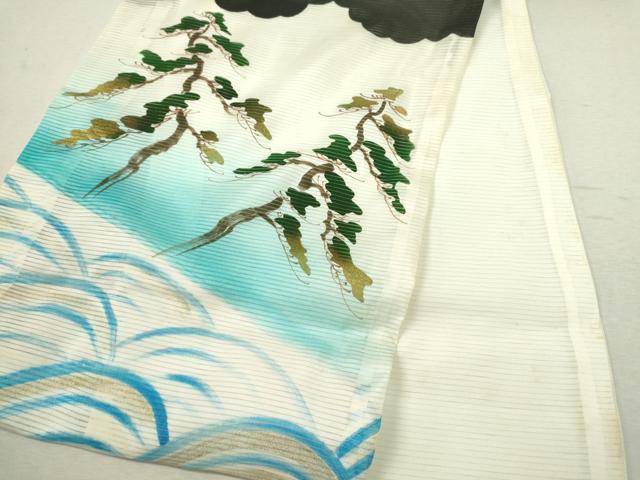 平和屋着物＊夏物 お宮参り 男の子 祝着 産着 初着 のしめ 絽 駒刺繍 鷹 立波松文 金彩 逸品 CAAZ7132ze