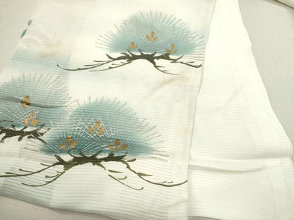 平和屋着物＊夏物 お宮参り 男の子 祝着 産着 初着 のしめ 絽 手描き 駒刺繍 鷹 松 金銀彩 逸品 CAAZ7133ze