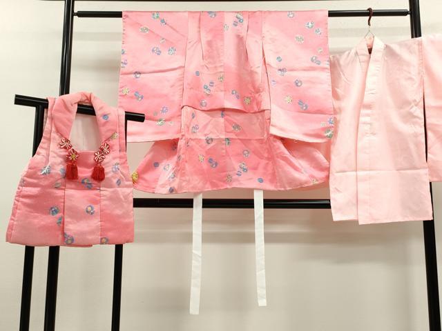 平和屋着物[]七五三　女の子　３歳　祝着　三つ身　長襦袢・被布セット　鞠花文　暈し染め　洗える着物　CAAZ7139ze