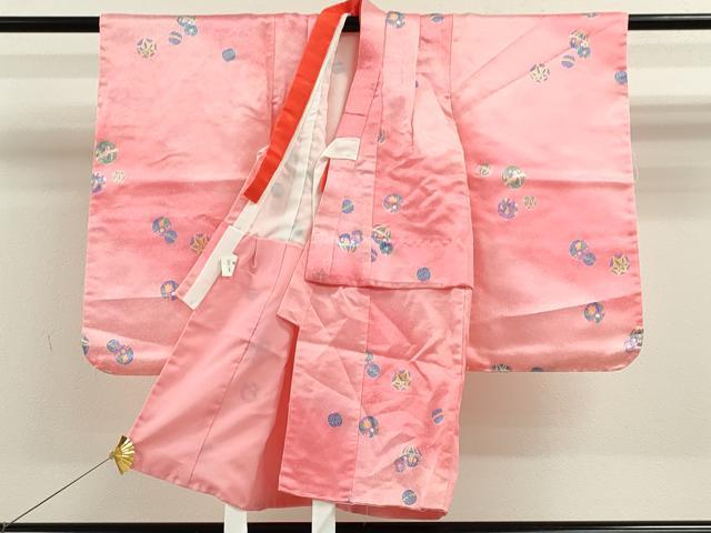 平和屋着物[]七五三　女の子　３歳　祝着　三つ身　長襦袢・被布セット　鞠花文　暈し染め　洗える着物　CAAZ7139ze
