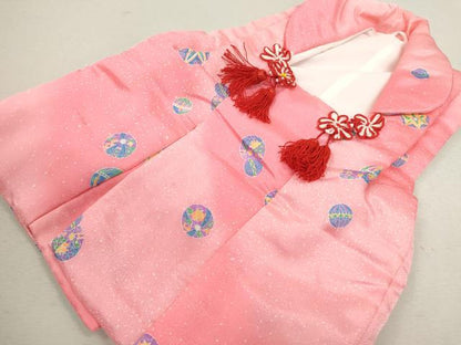 平和屋着物[]七五三　女の子　３歳　祝着　三つ身　長襦袢・被布セット　鞠花文　暈し染め　洗える着物　CAAZ7139ze