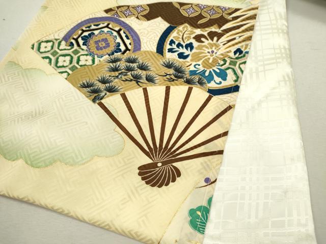 平和屋着物[]お宮参り　男の子　祝着　産着　初着　のしめ　駒刺繍　鷹　松竹梅扇面吉祥文　暈し染め　金彩　逸品　CAAZ7145ze