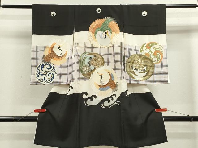 平和屋着物[]お宮参り　男の子　祝着　産着　初着　のしめ　駒刺繍　飛鶴　蓑亀吉祥丸文　金彩　逸品　CAAZ7146ze