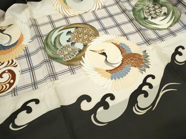 平和屋着物[]お宮参り　男の子　祝着　産着　初着　のしめ　駒刺繍　飛鶴　蓑亀吉祥丸文　金彩　逸品　CAAZ7146ze