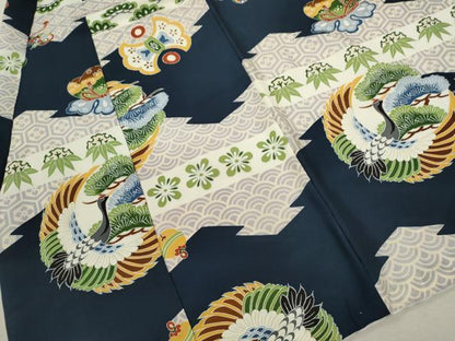 平和屋着物[]七五三　男の子　祝着・被布セット　飛鶴宝尽くし笠松文　逸品　CAAZ7147ze