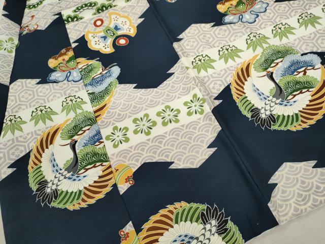 平和屋着物[]七五三　男の子　祝着・被布セット　飛鶴宝尽くし笠松文　逸品　CAAZ7147ze
