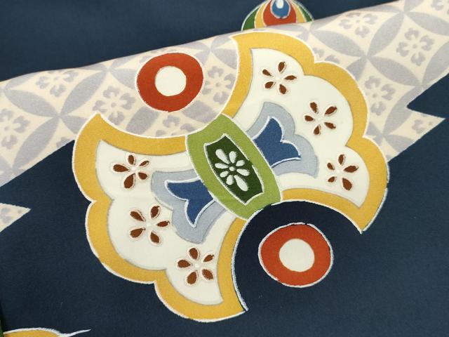 平和屋着物[]七五三　男の子　祝着・被布セット　飛鶴宝尽くし笠松文　逸品　CAAZ7147ze